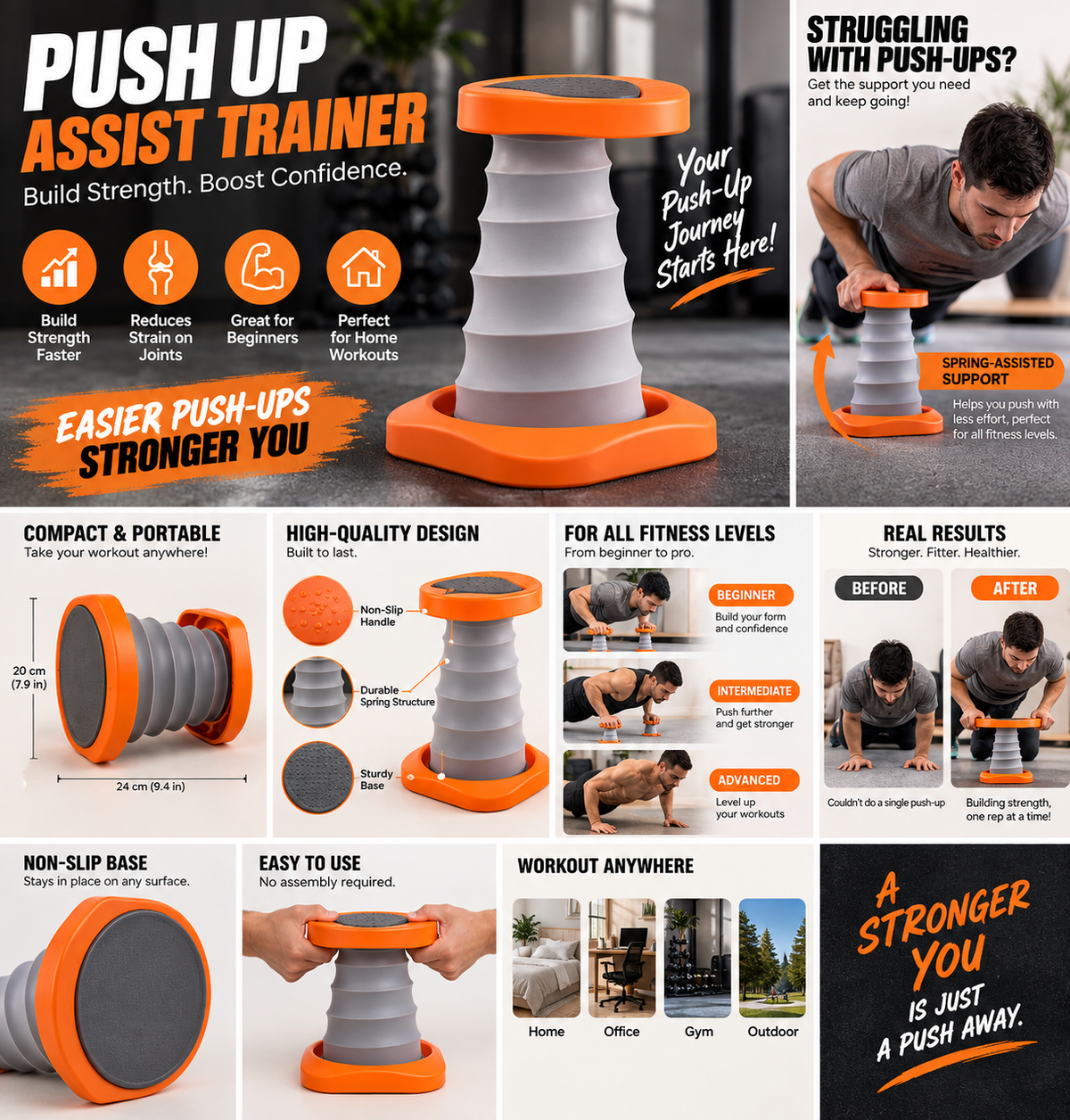 Push Up Assist Trainer ā Spring-Loaded Push-Up Support