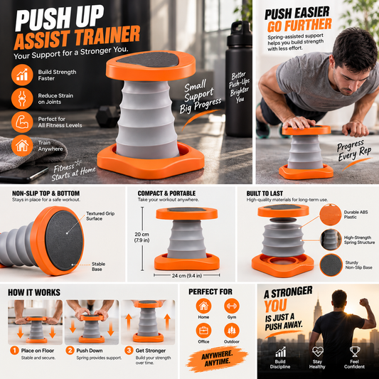 Push Up Assist Trainer – Spring-Loaded Push-Up Support