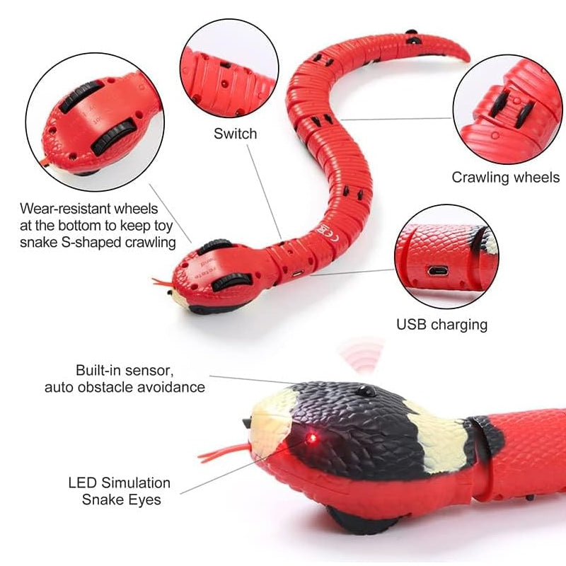 USB Rechargeable Interactive Cat Toy with Smart Sensing, an Automatic Electronic Snake for Kittens' Indoor Play.