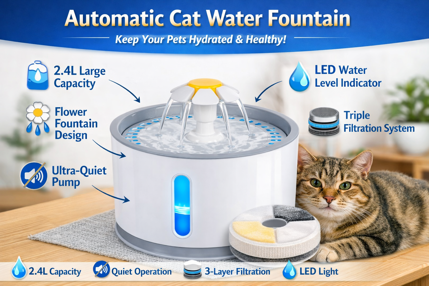 Automatic Cat Water Fountain