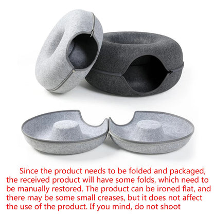 Felt Donut Cat Tunnel Bed