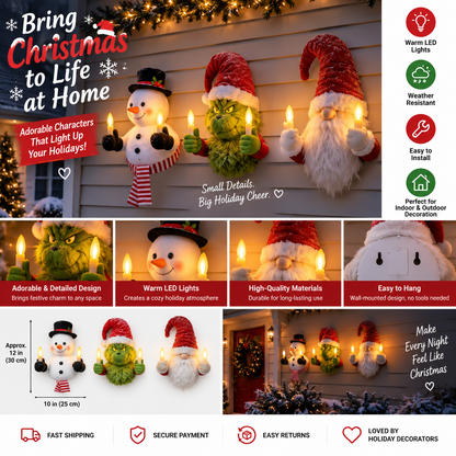 Santa Claus Wall Hanging Christmas Decoration with LED Lights