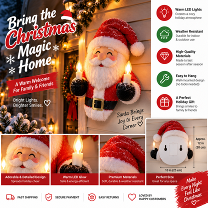 Santa Claus Wall Hanging Christmas Decoration with LED Lights