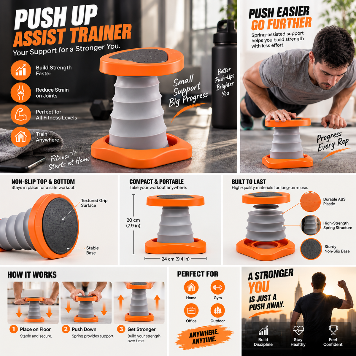 Push Up Assist Trainer – Spring-Loaded Push-Up Support