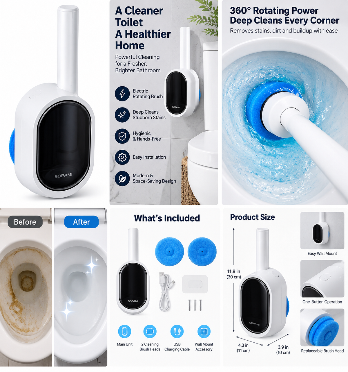 Electric Toilet Scrubber – Rechargeable 360° Rotating Toilet Cleaner
