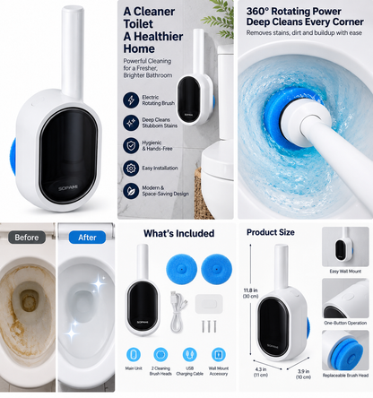 Electric Toilet Scrubber – Rechargeable 360° Rotating Toilet Cleaner