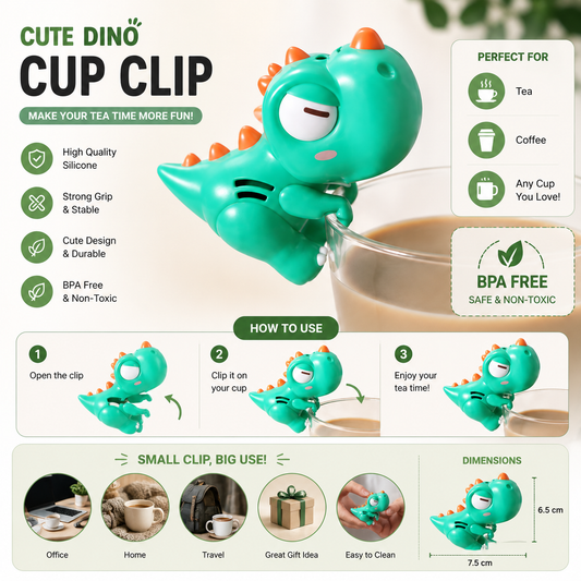 Cute Dino Cup Clip – Fun Silicone Cup Holder