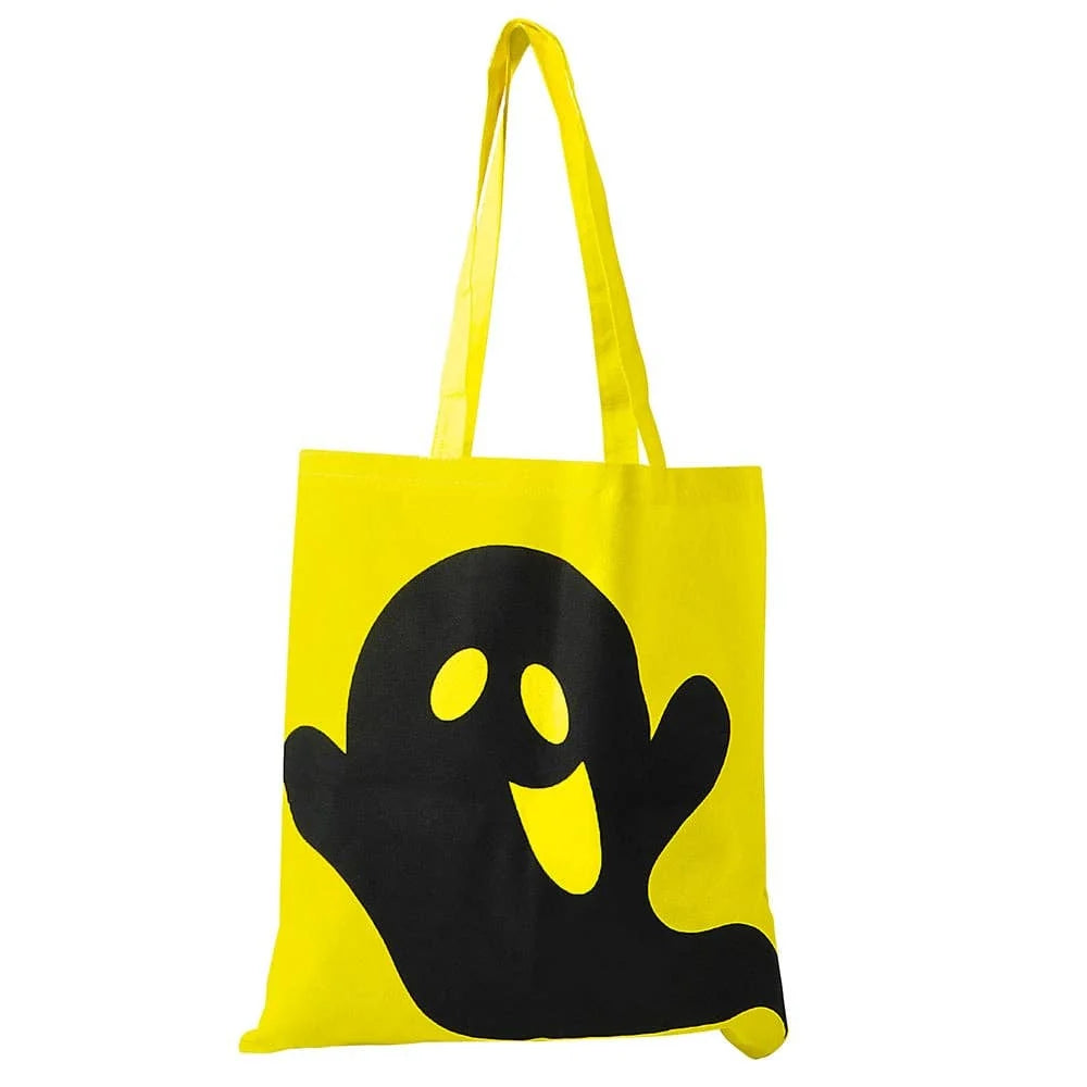 Halloween Tote Bags – Canvas Trick-or-Treat Bag (15"x16") Haunted House & Bat Design