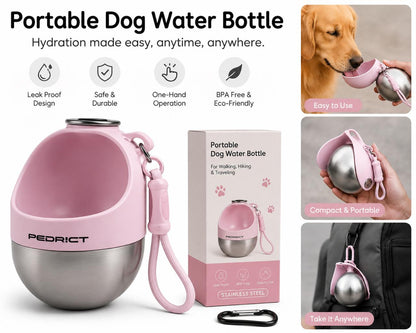 Portable Dog Water Bottle – Leak-Proof Travel Water Bowl