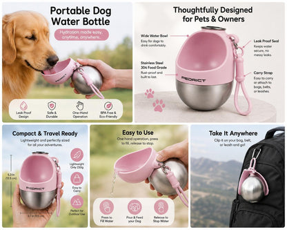 Portable Dog Water Bottle – Leak-Proof Travel Water Bowl