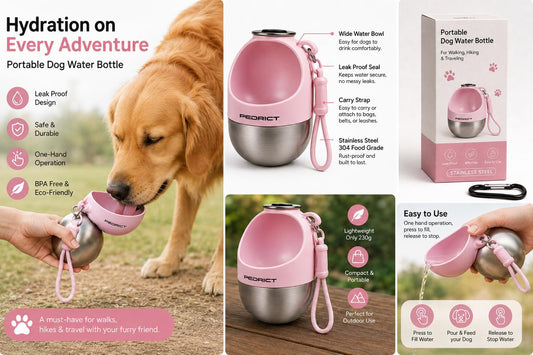 Portable Dog Water Bottle – Leak-Proof Travel Water Bowl