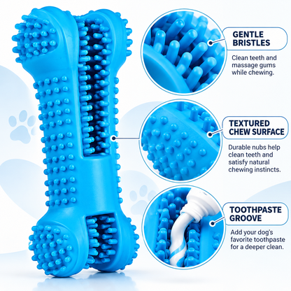Soft Rubber Dog Toothbrush feature detail infographic