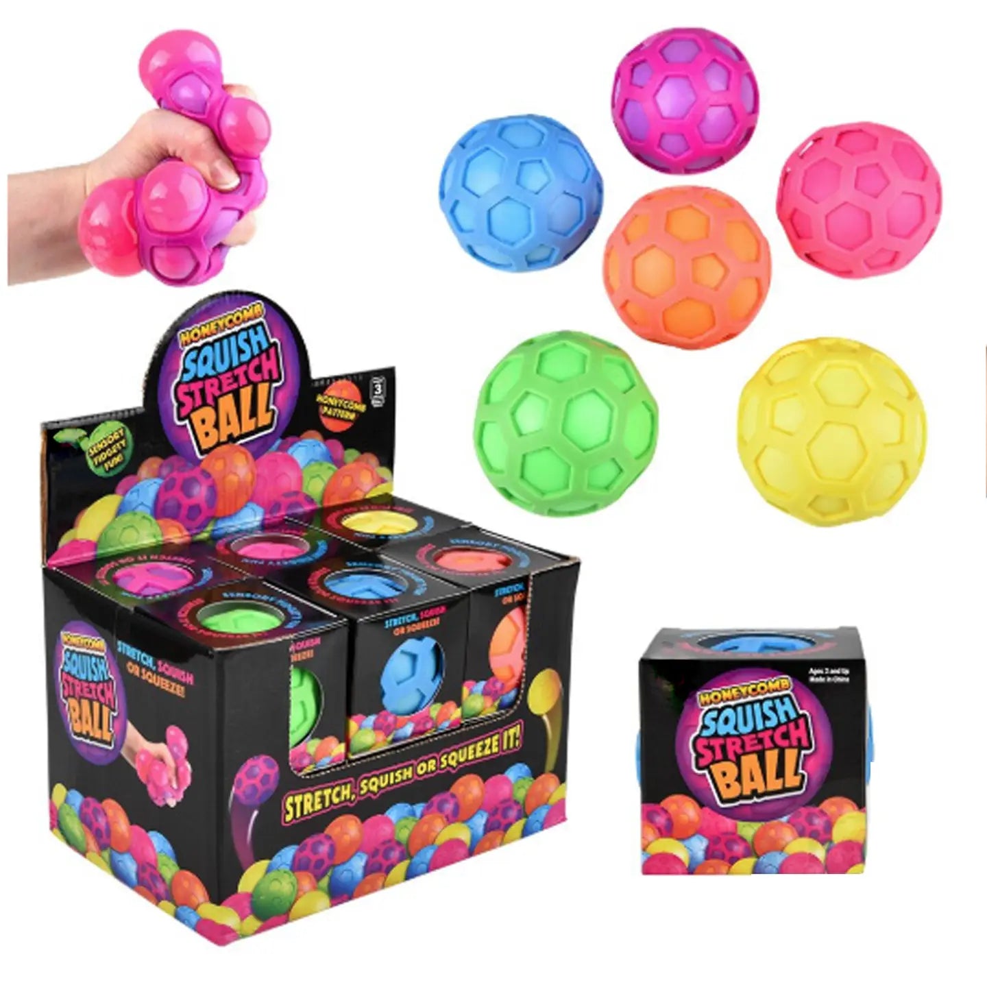 Squish & Stretch Honeycomb – Fidget Toy Display Pack