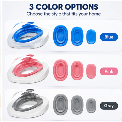 Cat toilet training kit color options in blue, pink, and gray