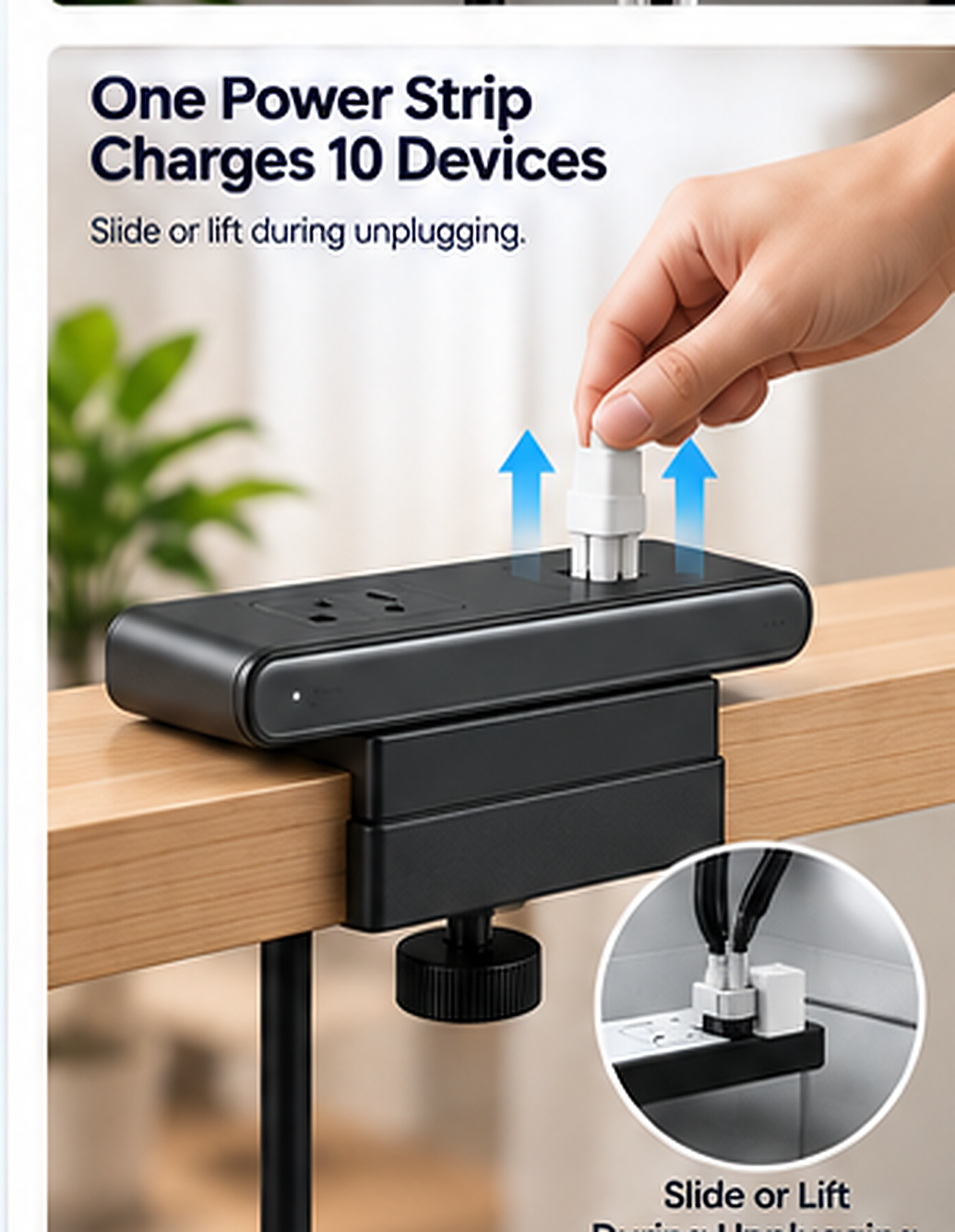 One-hand desk clamp operation