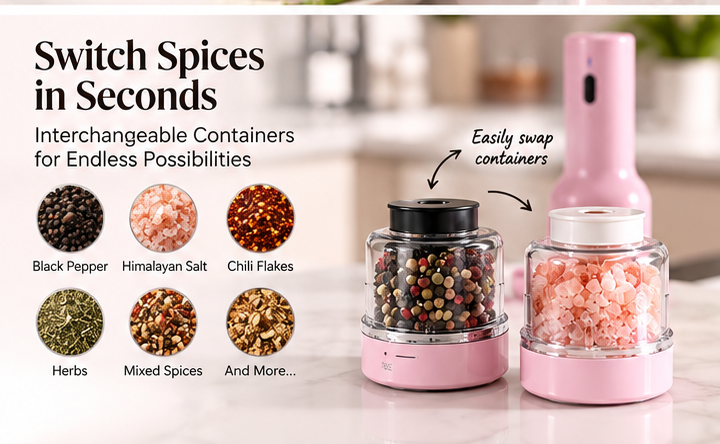 AShopix spice grinder interchangeable spice containers
